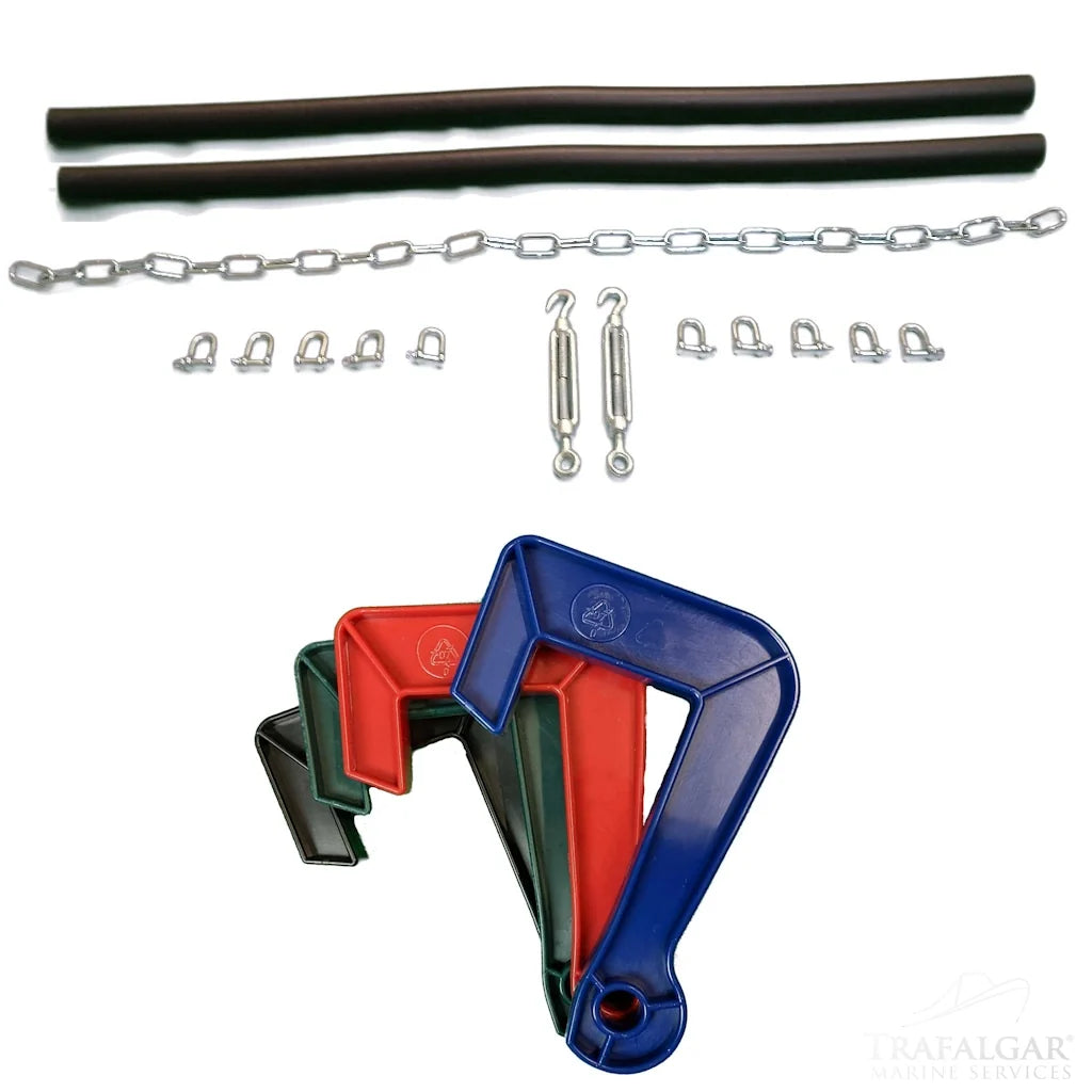 Fender Fitting Kit With One Metre Of Chain Ten 6mm Shackles, Two Turnbuckles Two Metres of PVC Chain Protection