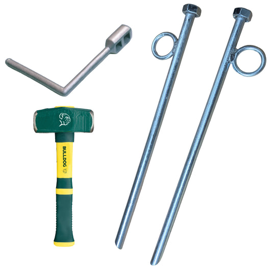 Canal Boat Hardware Pack Including A Aluminium Windlass, Two Mooring Pins And One Bulldog 2.5Lb (1Kg) Lump Hammer