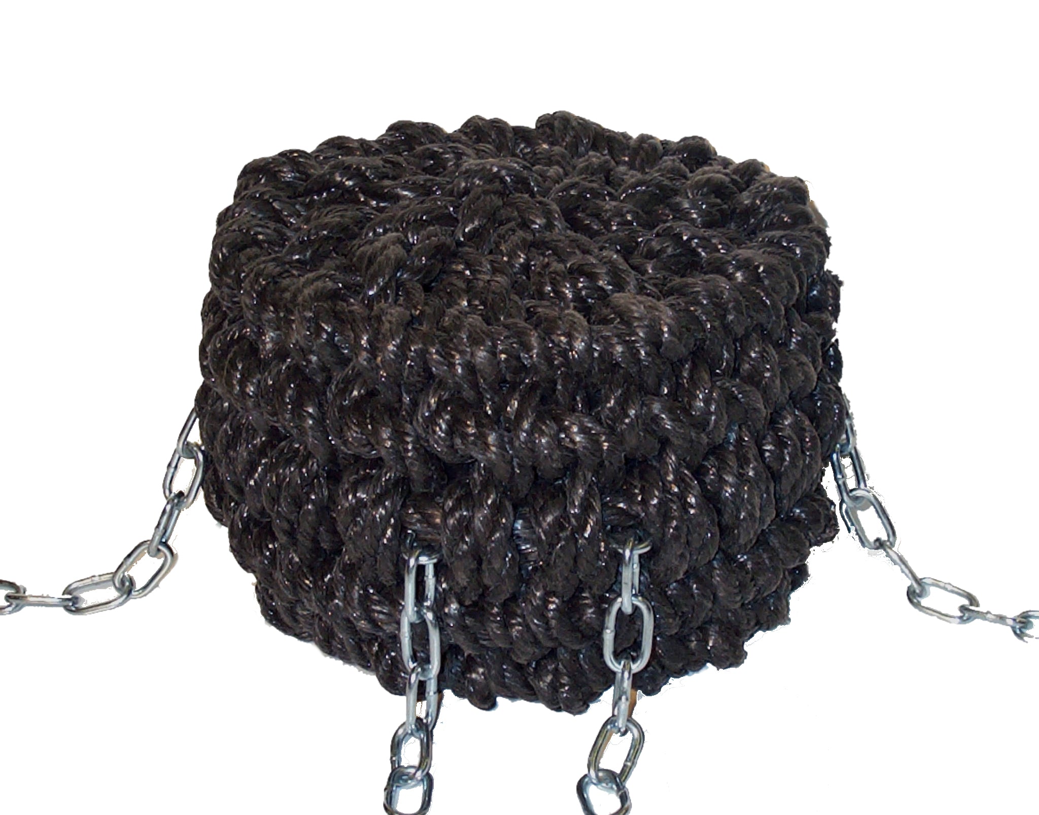 Black Rope Short Button Fender For Bow Of Canal Boats Can Also Be Used With a Tipcat On The Rear