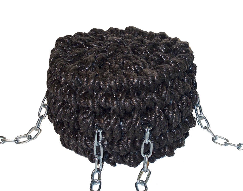 Black Rope Short Button Fender For Bow Of Canal Boats Can Also Be Used With a Tipcat On The Rear
