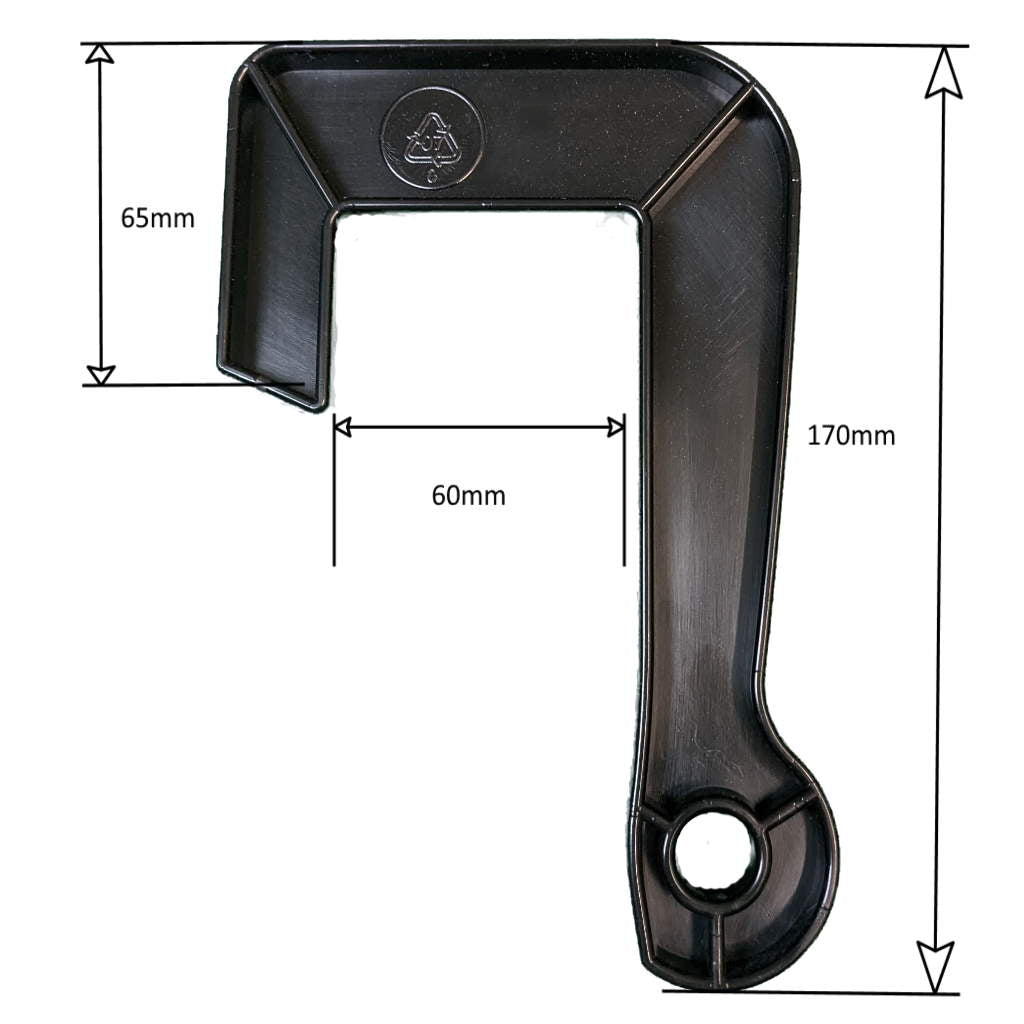Black Injection Moulded Canal Boat Fender Hook  With Dimensions