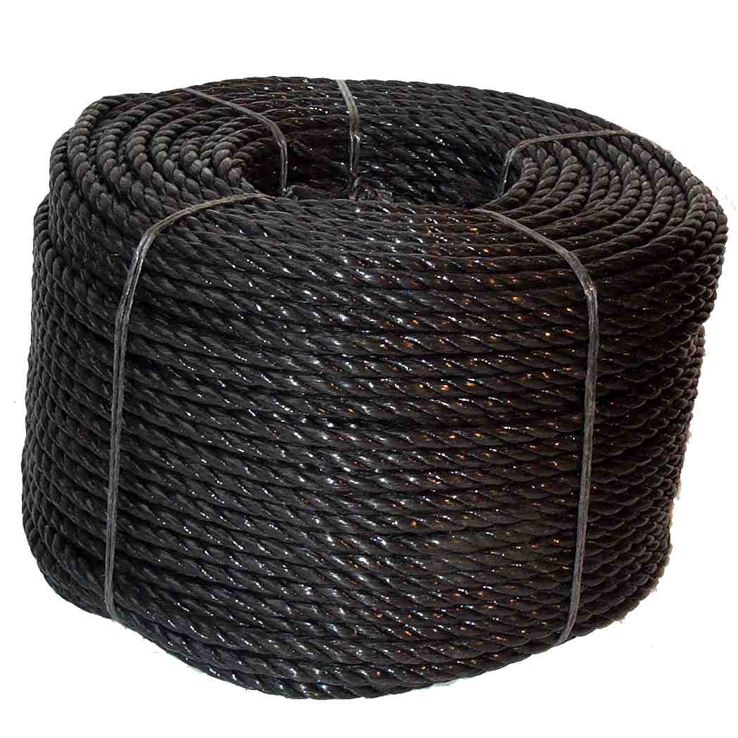 Coil Of Black Polypropylene Rope For Fender Makers Available In 10mm, 12mm and 14mm diameters