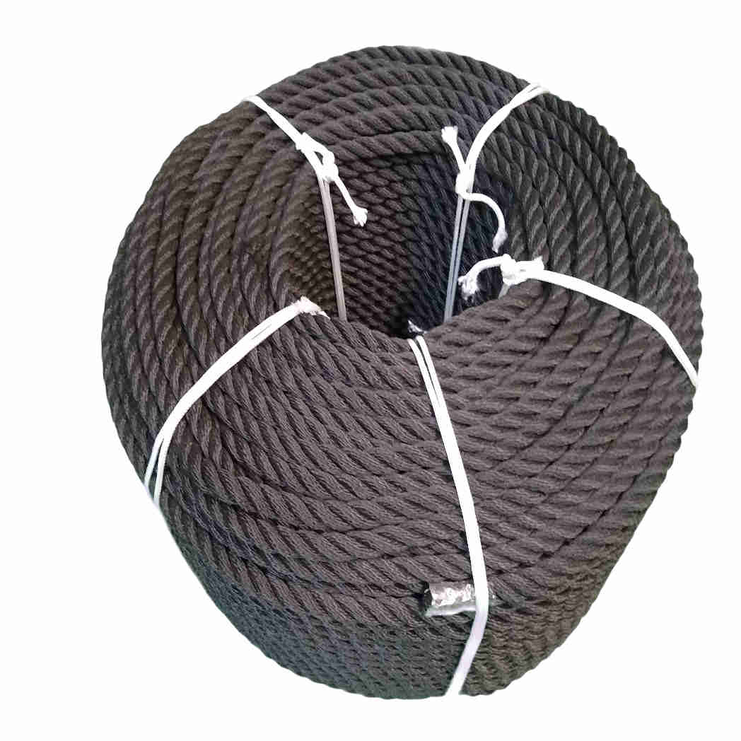 Coil Of Black 14mm Mooring Rope For Canal Boats