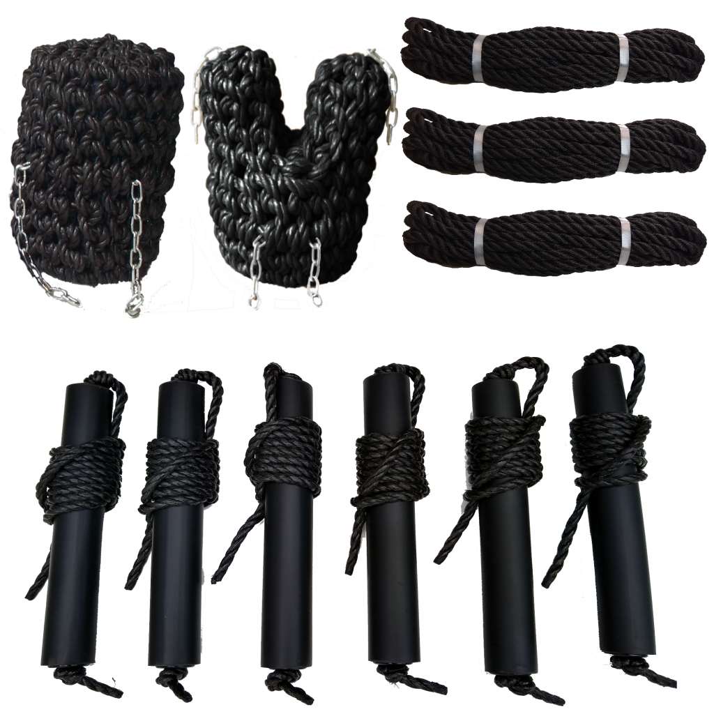 A Complete Set Of Canal Boat Fenders Including A Long Button Fender, V Bow Fender, Three 14mm Mooring Ropes And Six Side Fenders