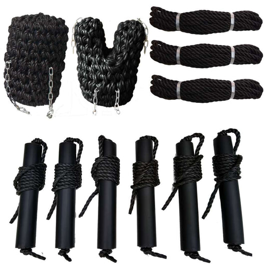 A Complete Set Of Canal Boat Fenders Including A Long Button Fender, V Bow Fender, Three 14mm Mooring Ropes And Six Side Fenders