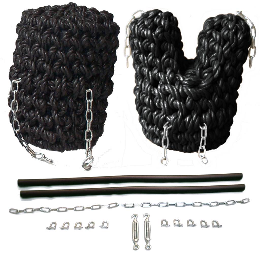 Fender Set For Canal Boats Including One Long Button Fender One V Bow Fender And A Fender Fitting Kit With Everything You Need To Attach Them To Any Boat.