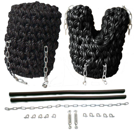 Fender Set For Canal Boats Including One Long Button Fender One V Bow Fender And A Fender Fitting Kit With Everything You Need To Attach Them To Any Boat.