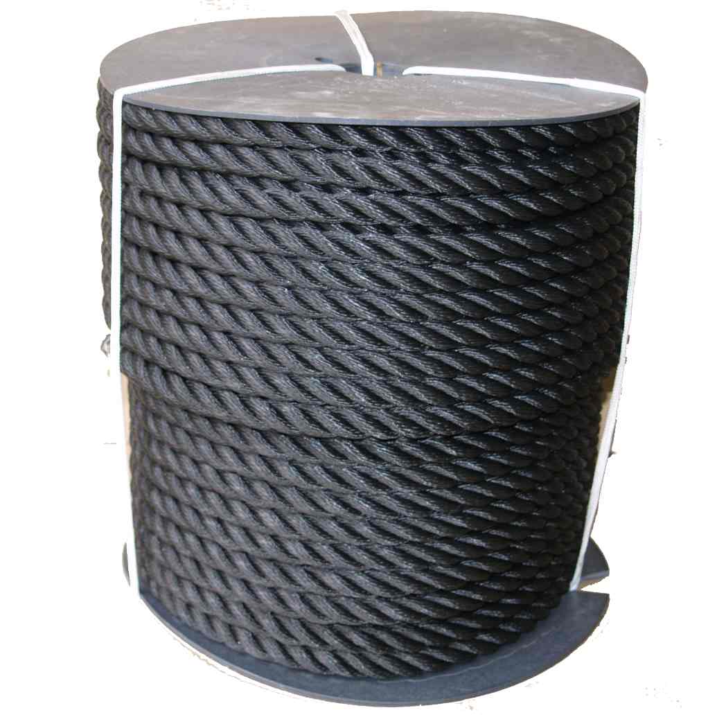 Mooring Rope Strop – 24mm Black 3-Strand Softline – Custom Length – Made In UK By RopeServices
